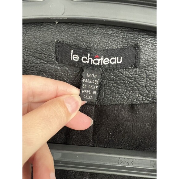 Le Chateau Womens Genuine Leather Moto Jacket Medium Black Asymmetrical Zipper - Picture 4 of 9